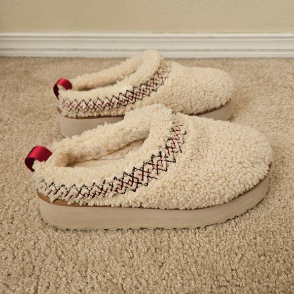 UGG Tazz braid platform mules in white borg 9 - Picture 5 of 10